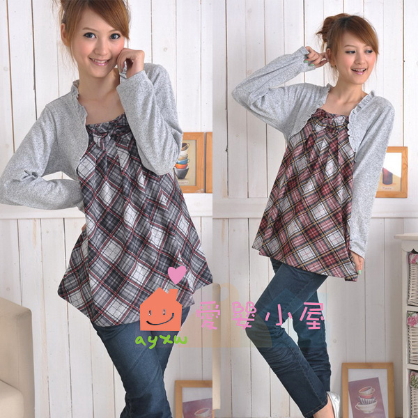 Spring and autumn maternity clothing fashion lovely small cape twinset maternity top xyc052