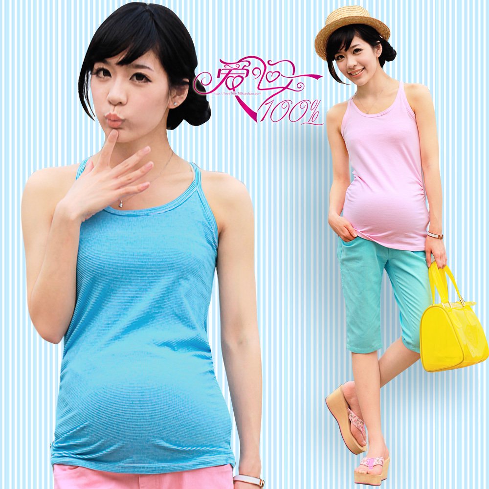 Spring and autumn maternity clothing maternity top basic shirt all-match fashion stripe maternity spaghetti strap vest lj24