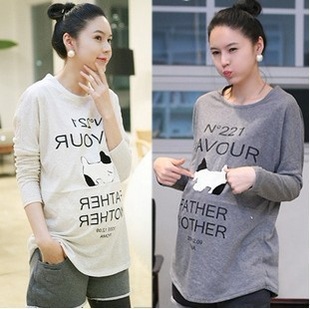 Spring and autumn maternity clothing plus size mm fashion dog maternity top maternity t-shirt maternity basic shirt