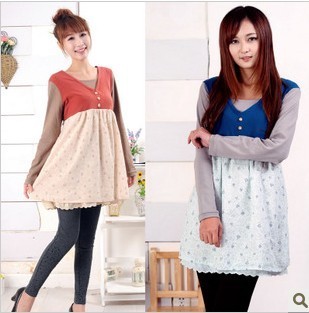 Spring and autumn maternity clothing spring and autumn long-sleeve knitted maternity dress maternity top spring maternity