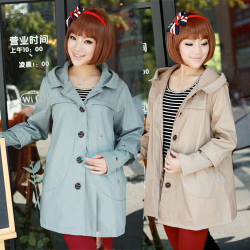 Spring and autumn maternity outerwear fashionable casual maternity clothing hooded trench maternity plus size casual top