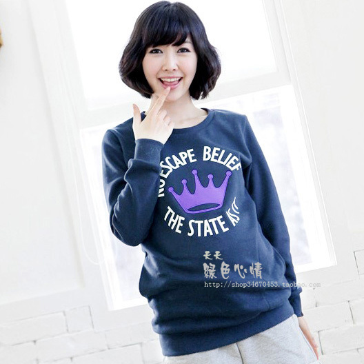 Spring and autumn maternity t-shirt round neck T-shirt letter loose long-sleeve T-shirt maternity clothing 084 top