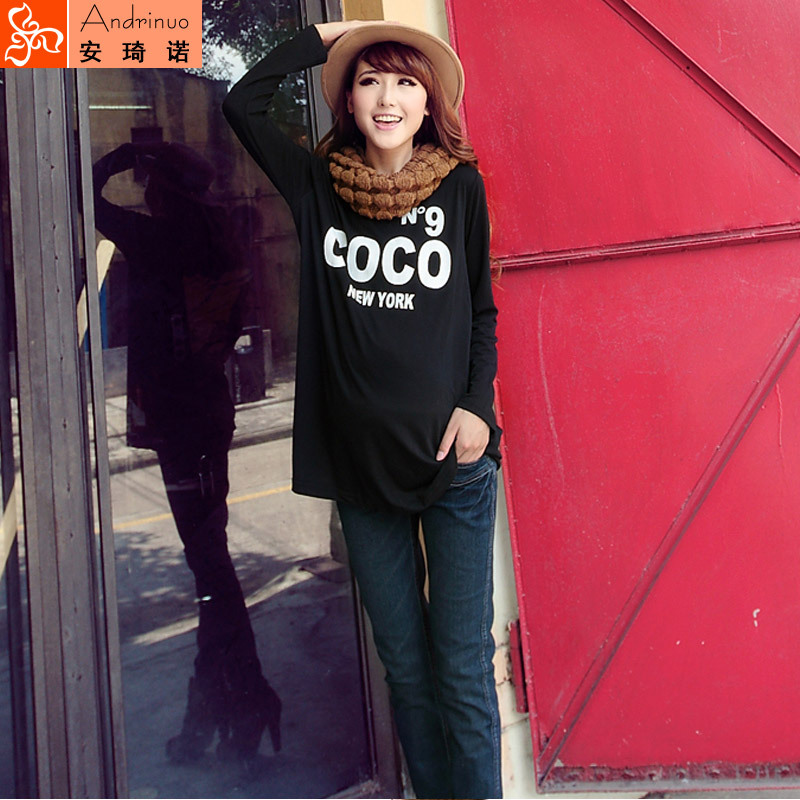 Spring and autumn maternity top 100% cotton long-sleeve T-shirt stripe o-neck maternity top maternity