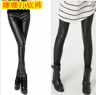 Spring and autumn matt high-elastic faux leather legging  female  boot cut jeans plus size trousers free shipping