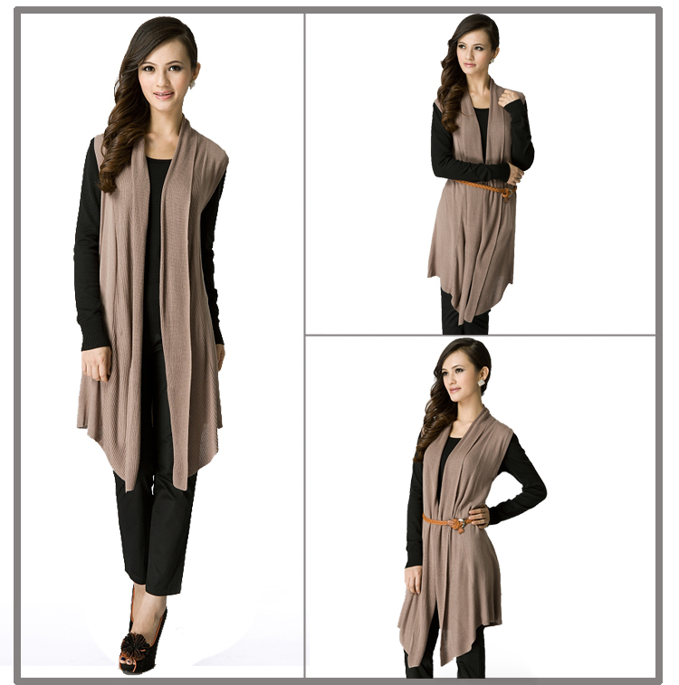 Spring and autumn medium-long sweater sleeveless cardigan no button cape waistcoat women's outerwear plus size