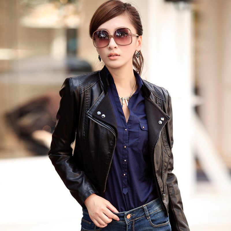 Spring and autumn motorcycle leather u outerwear female spring and autumn short design casual small leather clothing jacket