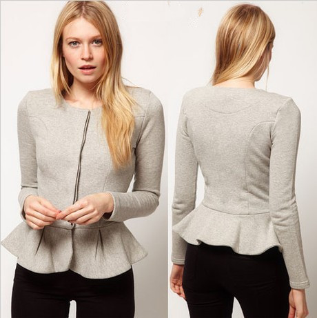 Spring and Autumn New flounced hem long sleeve short coat the Slim pencil Jacket code