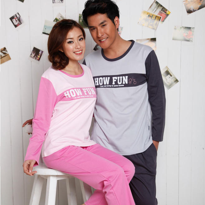 Spring and autumn pajama set of lovers pajamas cotton long sleeve recreational leisure wear couple pajamas free delivery 8816