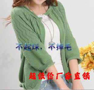 Spring and autumn ruffle crochet cutout half sleeve sweater cardigan female outerwear shirt small