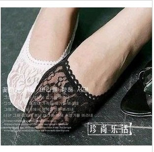 Spring and autumn single shoes - fashion lace decoration sock slippers invisible socks f0027