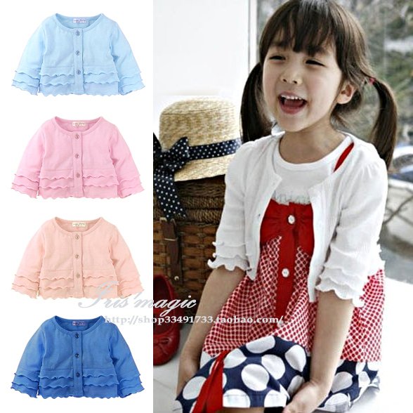 Spring and autumn summer child female child 100% cotton 100% cotton short-sleeve air conditioning cardigan cape coat