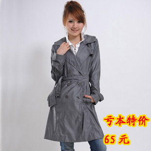 Spring and autumn thin long design double breasted slim waist trench overcoat long design double breasted trench