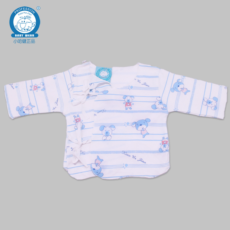 Spring and autumn underwear infant 100% cotton double faced print shirt lacing top newborn