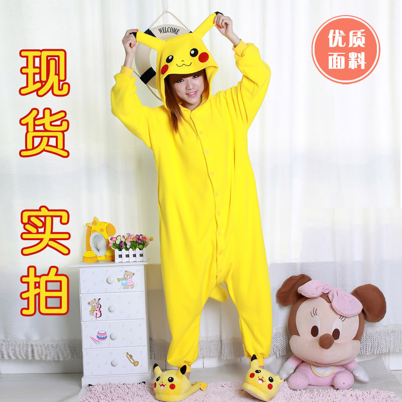 Spring and autumn winter cartoon Pikachu home dress one piece sleepwear lounge cartoon pajamas costume ball dress