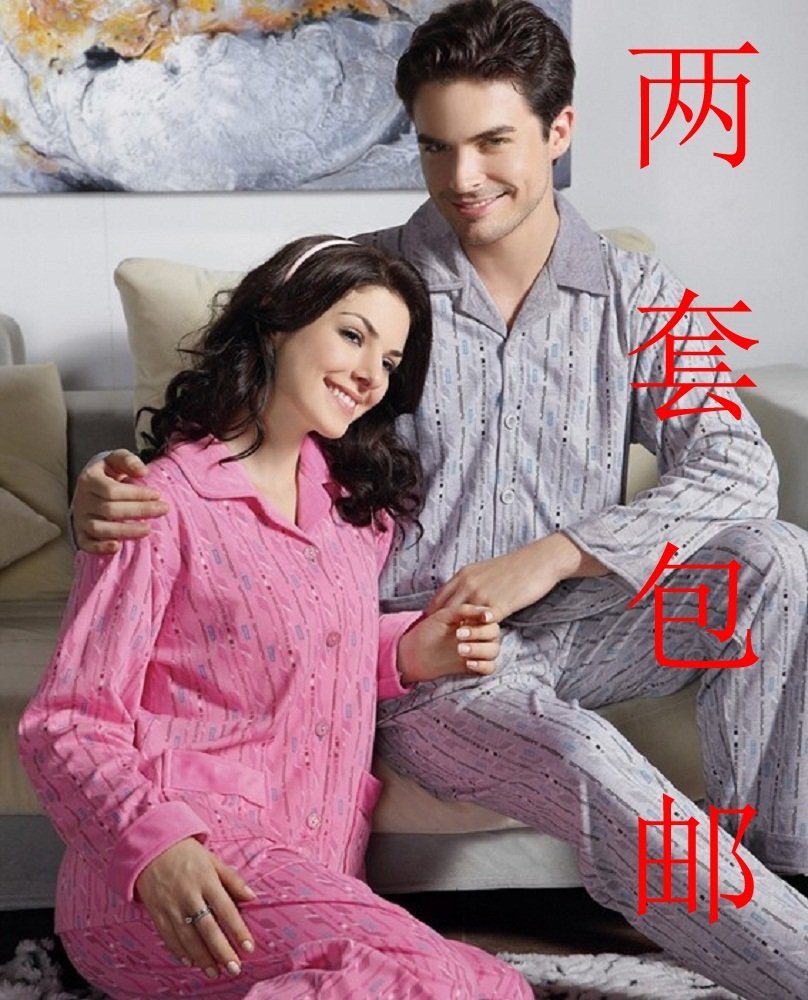 Spring and autumn winter quinquagenarian lounge pure cotton long-sleeve lovers sleepwear xxxl plus size set