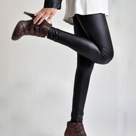 Spring and autumn Women all-match matt faux leather ankle length trousers legging faux leather pants w39