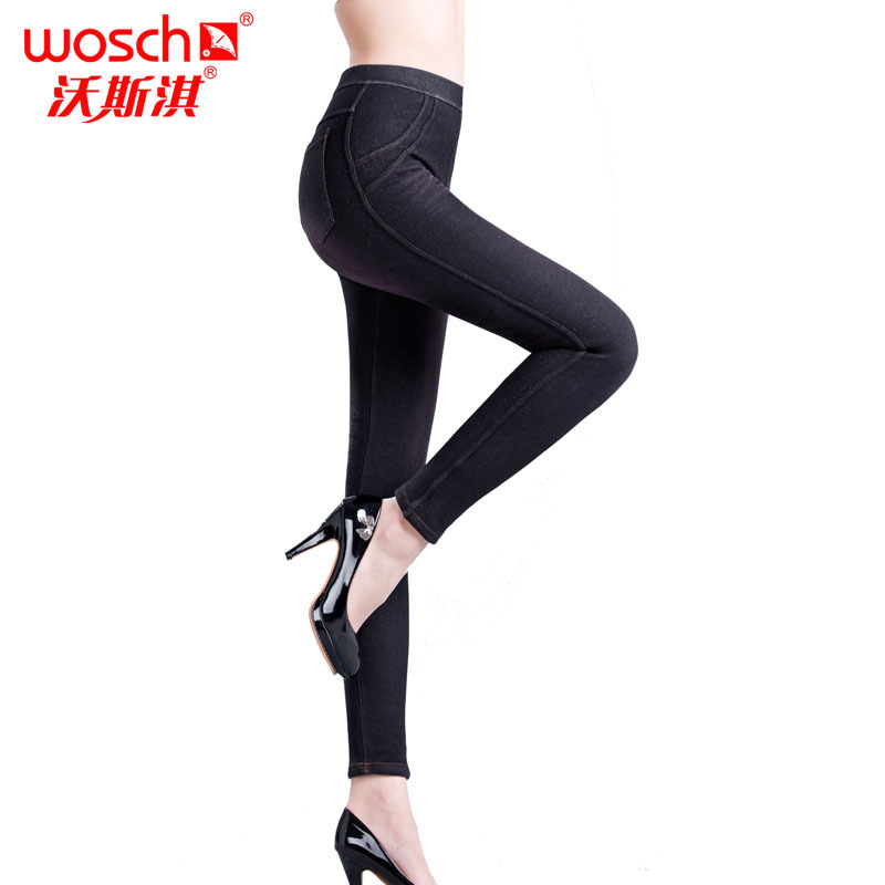 Spring and autumn women's ankle length trousers denim warm pants charcoal basic boot cut jeans wz103