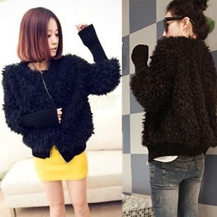 Spring and autumn women's berber fleece cardigan plush fleece outerwear fur coat short design