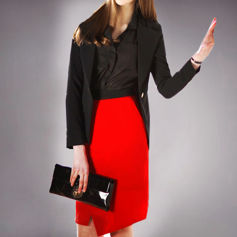 Spring and autumn women's elegant coat ol bust skirt sweep polysterflax skirt set plus size available