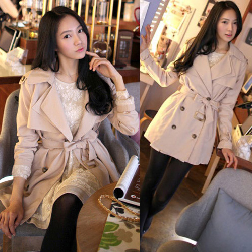 Spring and autumn women's military women's double breasted medium-long slim plus size autumn and winter trench outerwear female