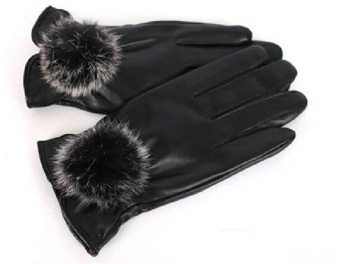 Spring and autumn women's PU leather gloves rex rabbit hair fur spring gloves