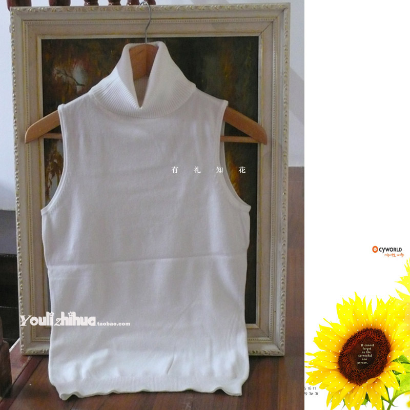 Spring and autumn women's sleeveless turtleneck sweater female basic shirt pullover spring