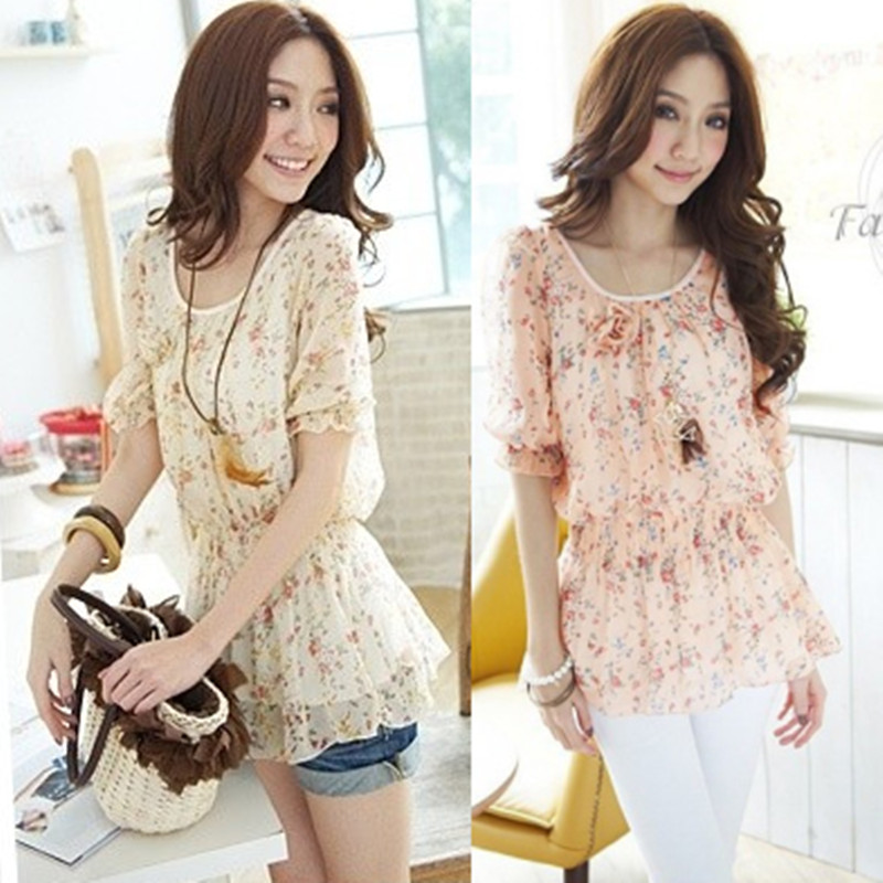 Spring and summer 2013 women's new arrival slim rose lace shirt basic half sleeve chiffon shirt