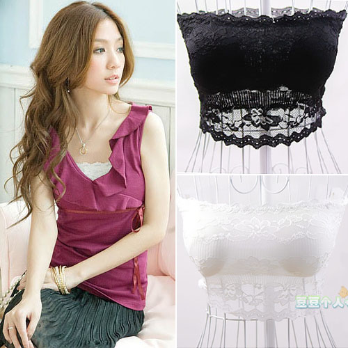 Spring and summer all-match underwear tube top female lace spaghetti strap decoration basic tube top around the chest belt pad