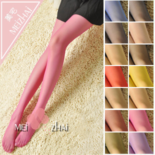 Spring and summer candy color pantyhose multicolour stockings Core-spun Yarn female long socks ultra-thin rompers