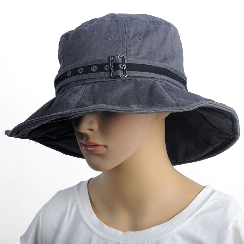 Spring and summer cotton 100% water wash bucket hat lovers outdoor sun-shading large along the cap