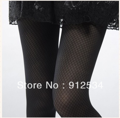 Spring and summer dimond plaid pantyhose stockings black Tights
