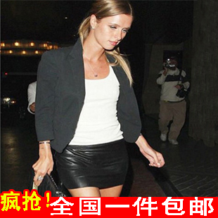 Spring and summer fashion faux leather slim hip skirt bust skirt short skirt leather skirt  a-line skirt