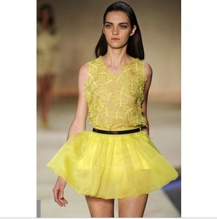 Spring and summer fashion luxurious dragonfly embroidered dress organza set dress top half-skirt female