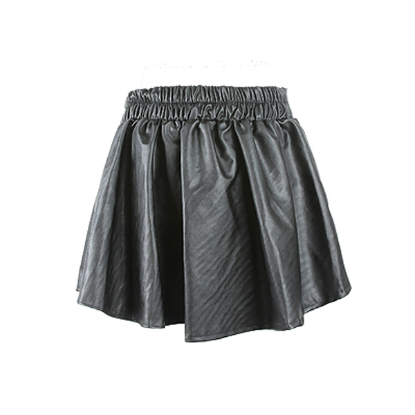 Spring and summer fashion PU high waist culottes short skirt bust skirt leather skirt basic skirt