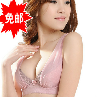 Spring and summer flash glass yarn deep V-neck sexy adjustable furu underwear bra ultra-thin push up pearl powder