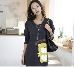Spring and summer maternity clothing autumn bear maternity nursing clothes top long-sleeve maternity t-shirt 2212