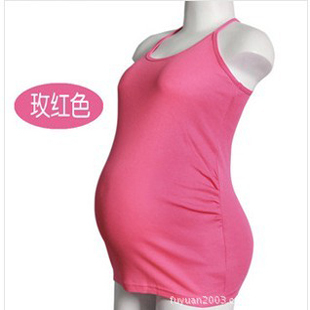 Spring and summer maternity clothing maternity spaghetti strap vest 100% cotton 100% cotton all-match maternity basic shirt