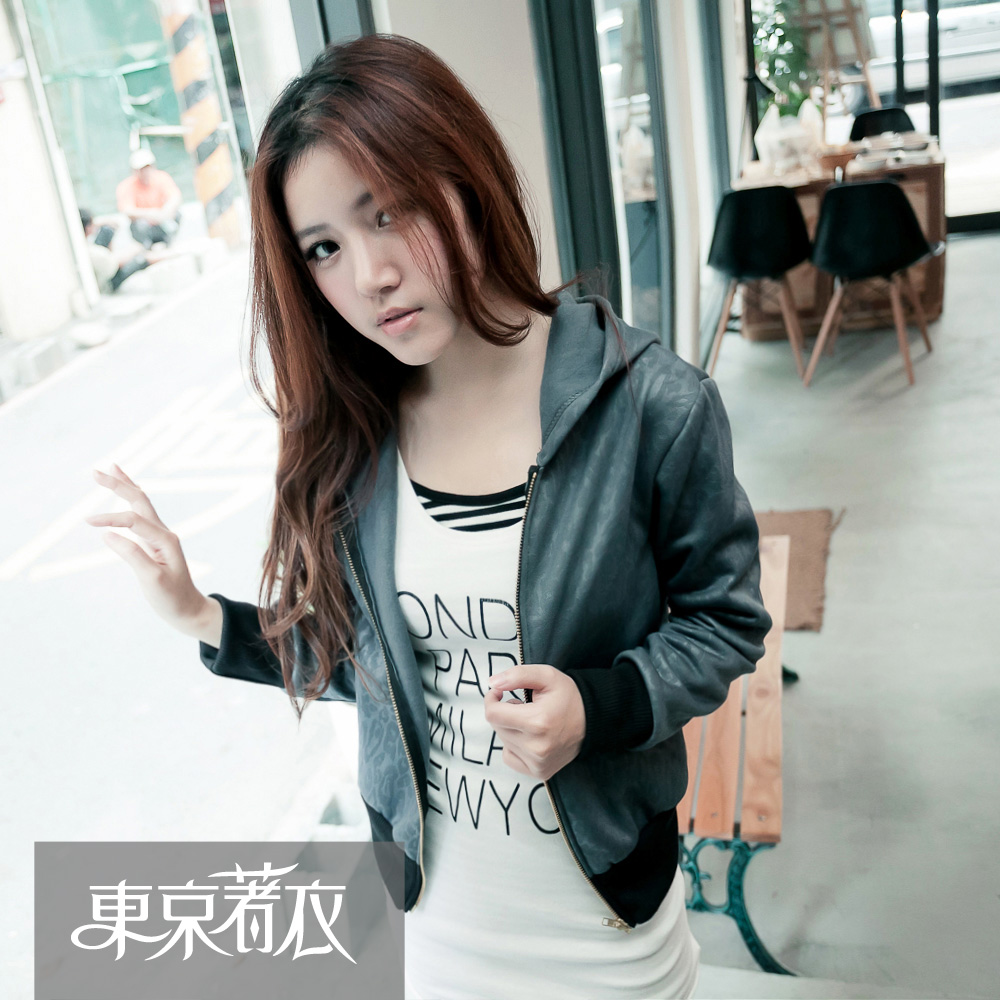 Spring and summer new arrival 5.9 93 leopard print with a hood cotton outerwear 2034654