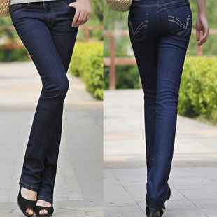 Spring and summer new arrival elastic jeans long design women's jeans mid waist casual jeans