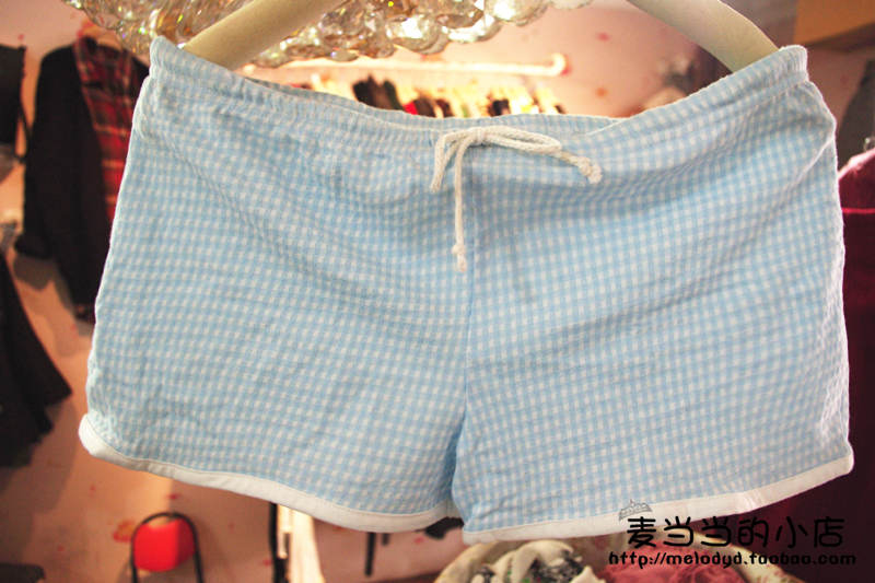 Spring and summer single beach pants plaid polka dot shorts pajama pants lounge pants