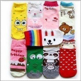 Spring and summer sock slippers cartoon socks straight socks short design cartoon