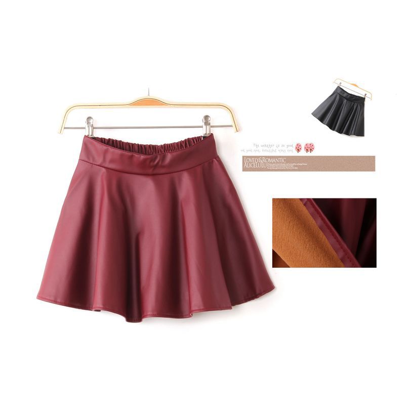 Spring and summer sweet all-match elastic waist slim leather bust skirt short skirt 115
