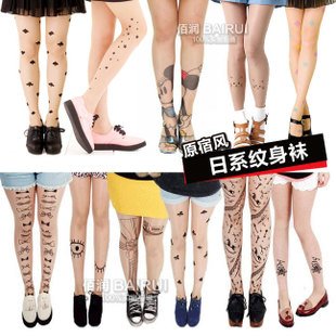 Spring/Autumn tattoo stockings lady pantyhose tattoo tights 21 styles for reference free shipping