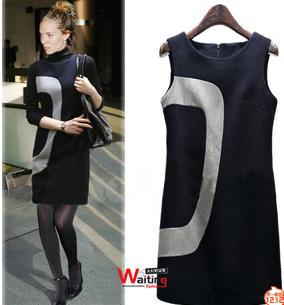 Spring/Autumn/Winter Women Fashion Plus Size Clothing/ Sleeveless Vest Tank Dress/ XL/XXXL Free Shipping B985