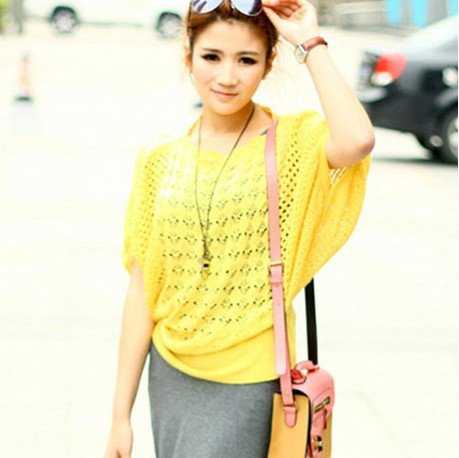 Spring/Autumn Women's Fashion Loose Batwing Sleeve Hollow Knitted Pullover SweatersLadies,many colors,free shipping,C061