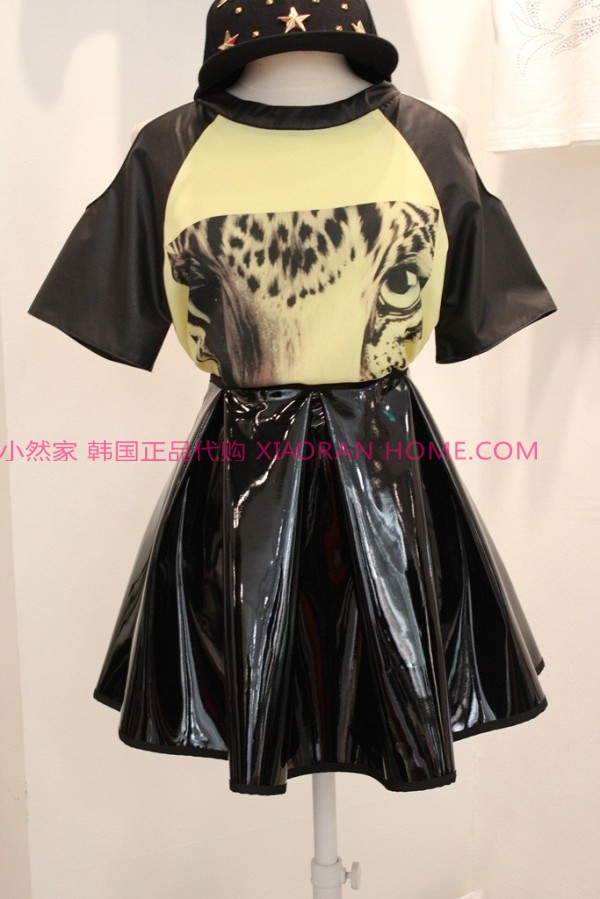 Spring beautiful japanned leather luster fashion leather short skirt