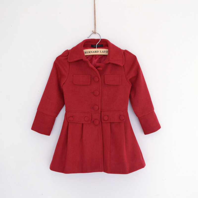 Spring children's clothing fashion girl wool overcoat outerwear trench long design skirt