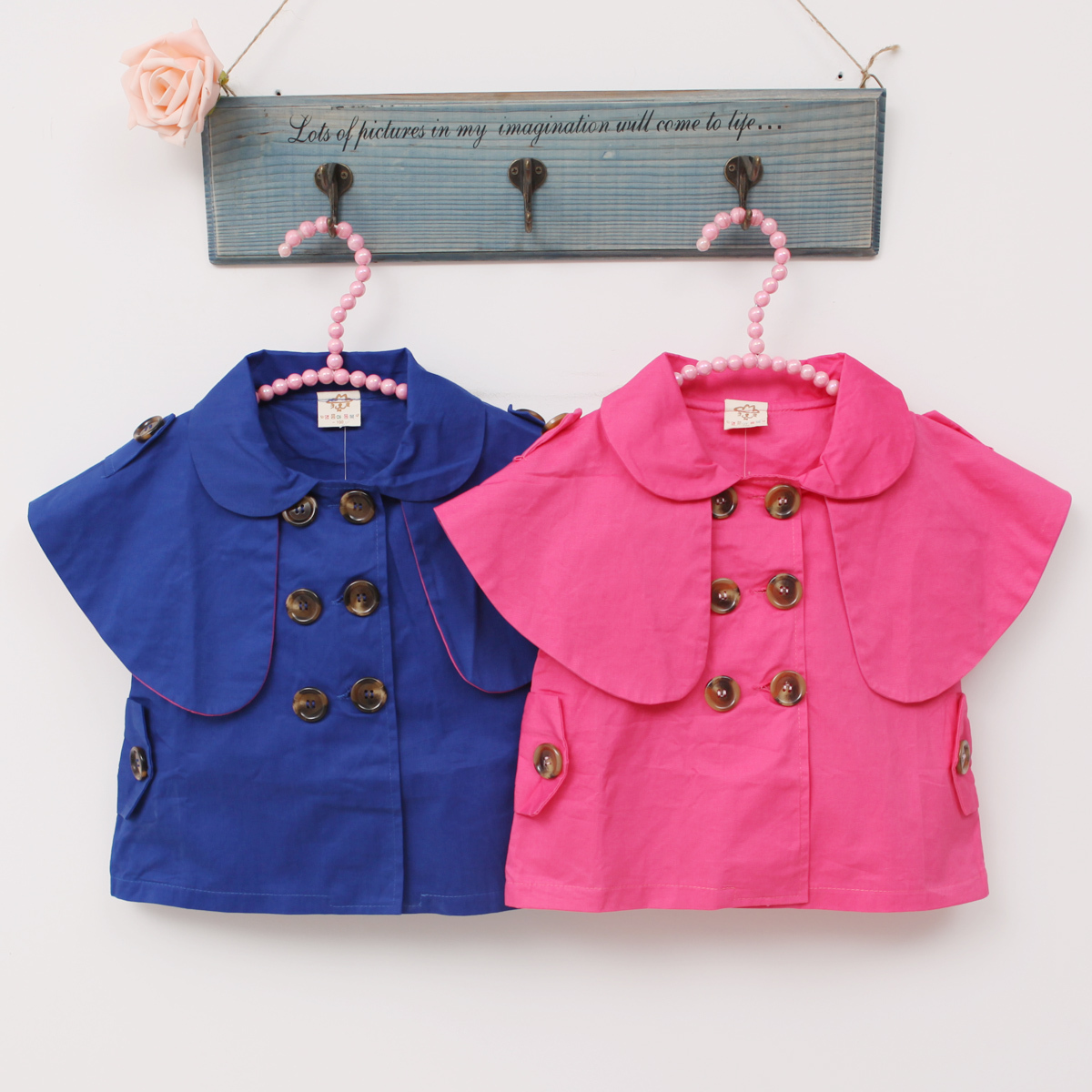 Spring children's clothing female child fashion gentlewomen personalized cloak little girl double breasted child outerwear trend