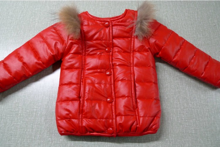 Spring children's clothing PU female child leather clothing outerwear belt child wool short jacket outerwear