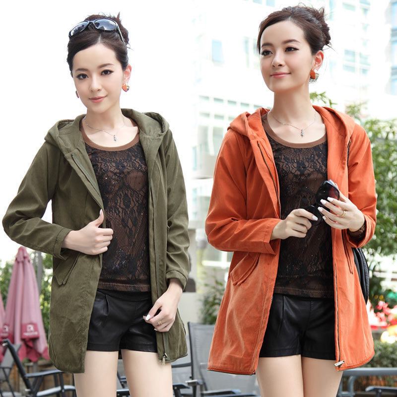 Spring fashion 2013 022135a88 women's slim with a hood medium-long trench outerwear